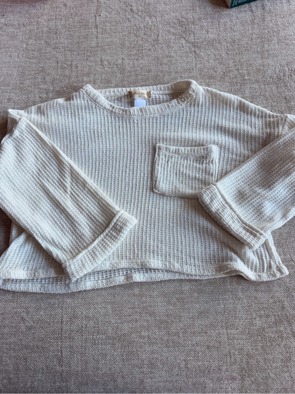 Altar'd State Kids Cream Waffle-Knit Long Sleeve Top